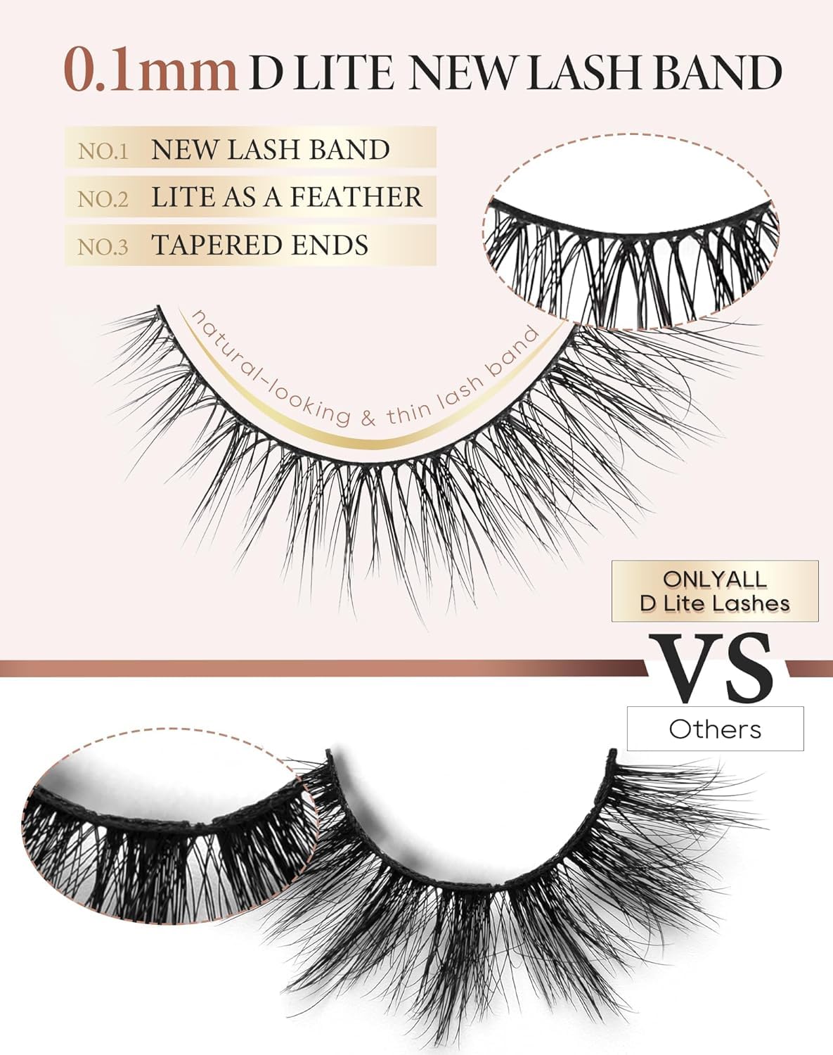 Detalle 2 de Onlyall Wimpern Natürliche Wispy Lashes – 6-13 mm, 7 Paare, D1