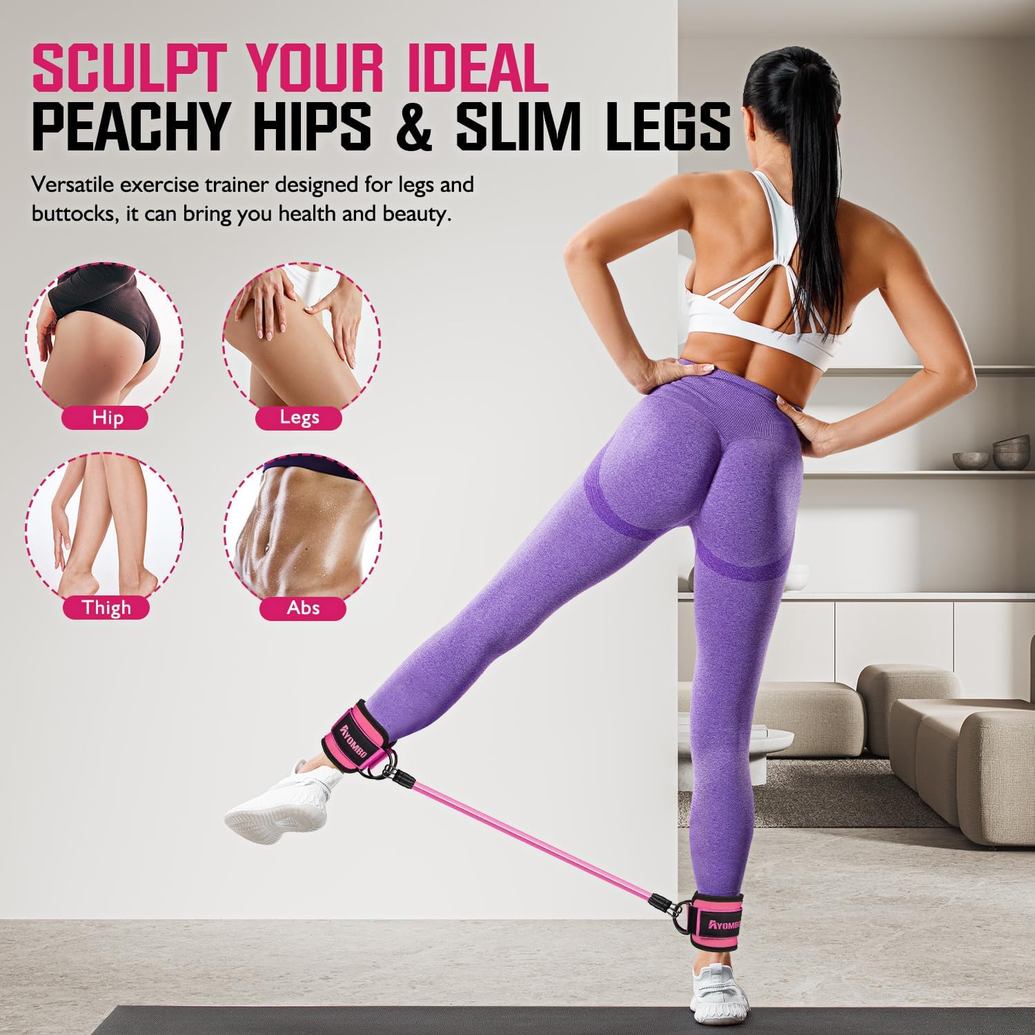 Detalle 2 de Ayombo Ankle Bands Ankle Resistance Bands with Cuffs, 3 Resistance Levels