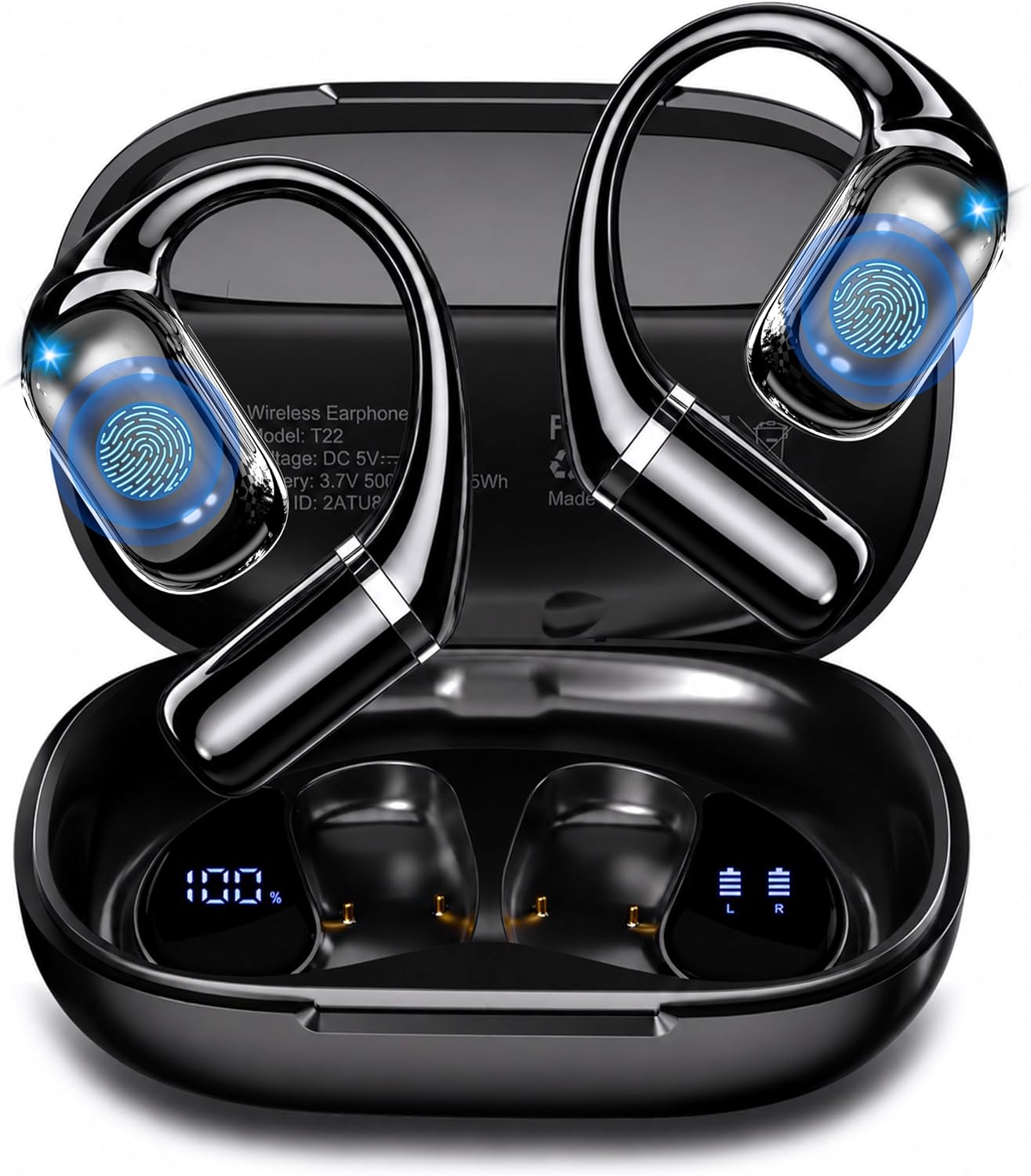 Detalle de WHYKJTEK T22 AI Translation Earbuds, 141+ Languages, Open-Ear Design