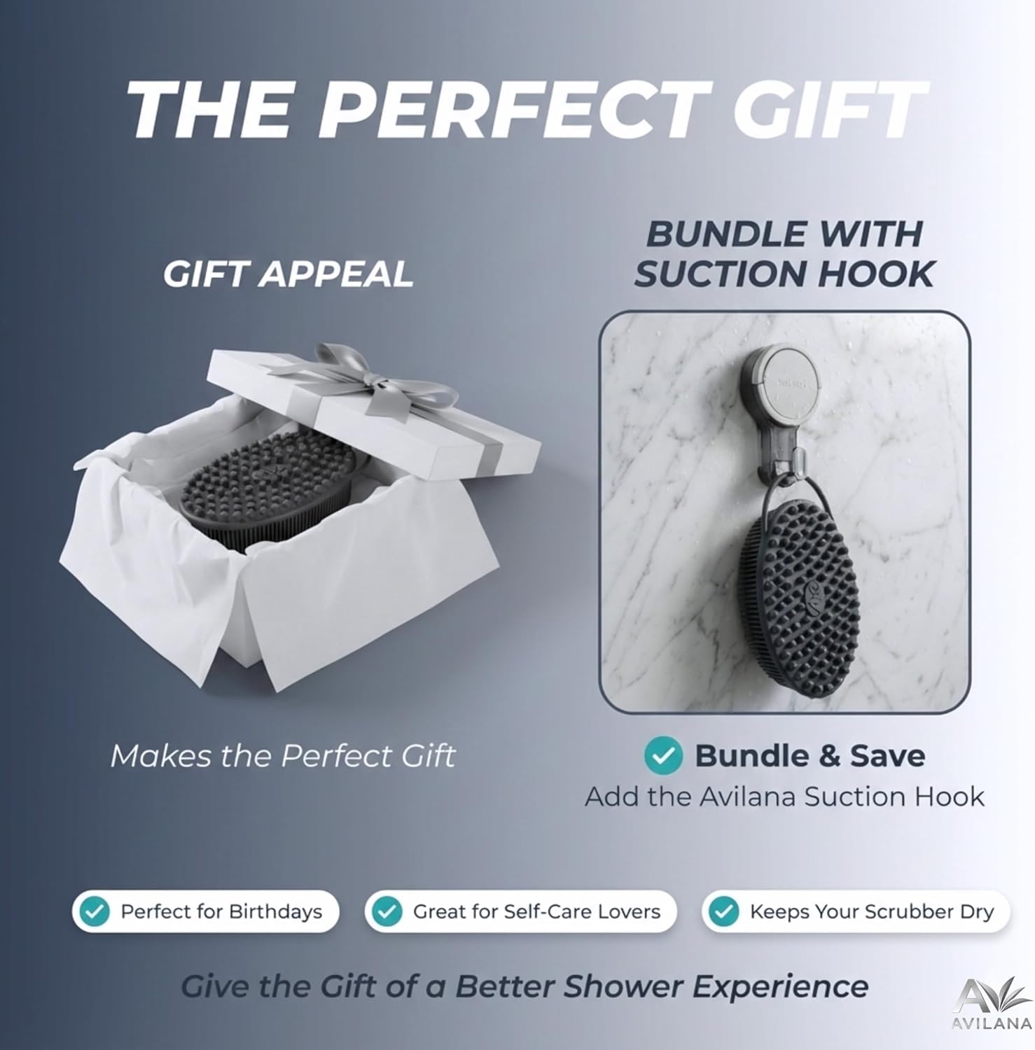 Thumbnail 6 de Avilana Premium Silicone Body Scrubber: Dual-Sided Exfoliating Bath Brush for Smooth Skin