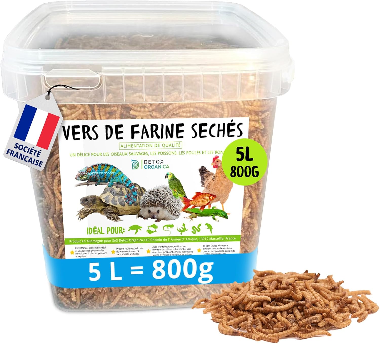 Thumbnail 6 de Detox Organica-vers de Farine Séchés – 1 kg, friandises protéinées pour oiseaux, poissons, reptiles et petits animaux