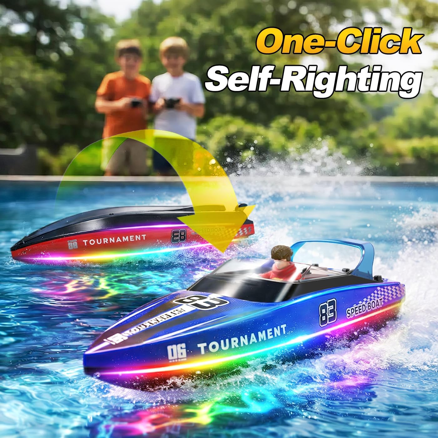 Thumbnail 2 de YESHIN Ferngesteuertes Boot 2er Pack – 15 km/h, LED-Licht, Wasserdicht, 2,4 GHz Fernsteuerung