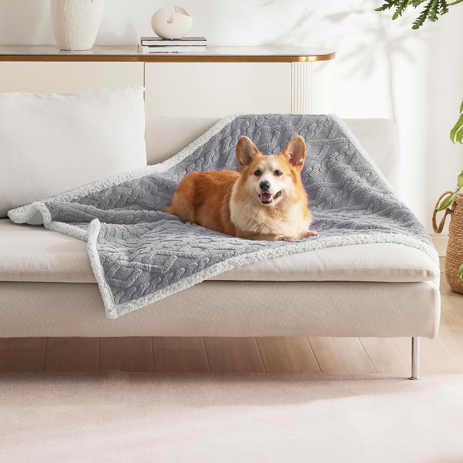 Detalle 2 de LE SURE Washable Dog Blanket Sherpa - 100x120cm Waterproof Blanket for Dogs and Cats