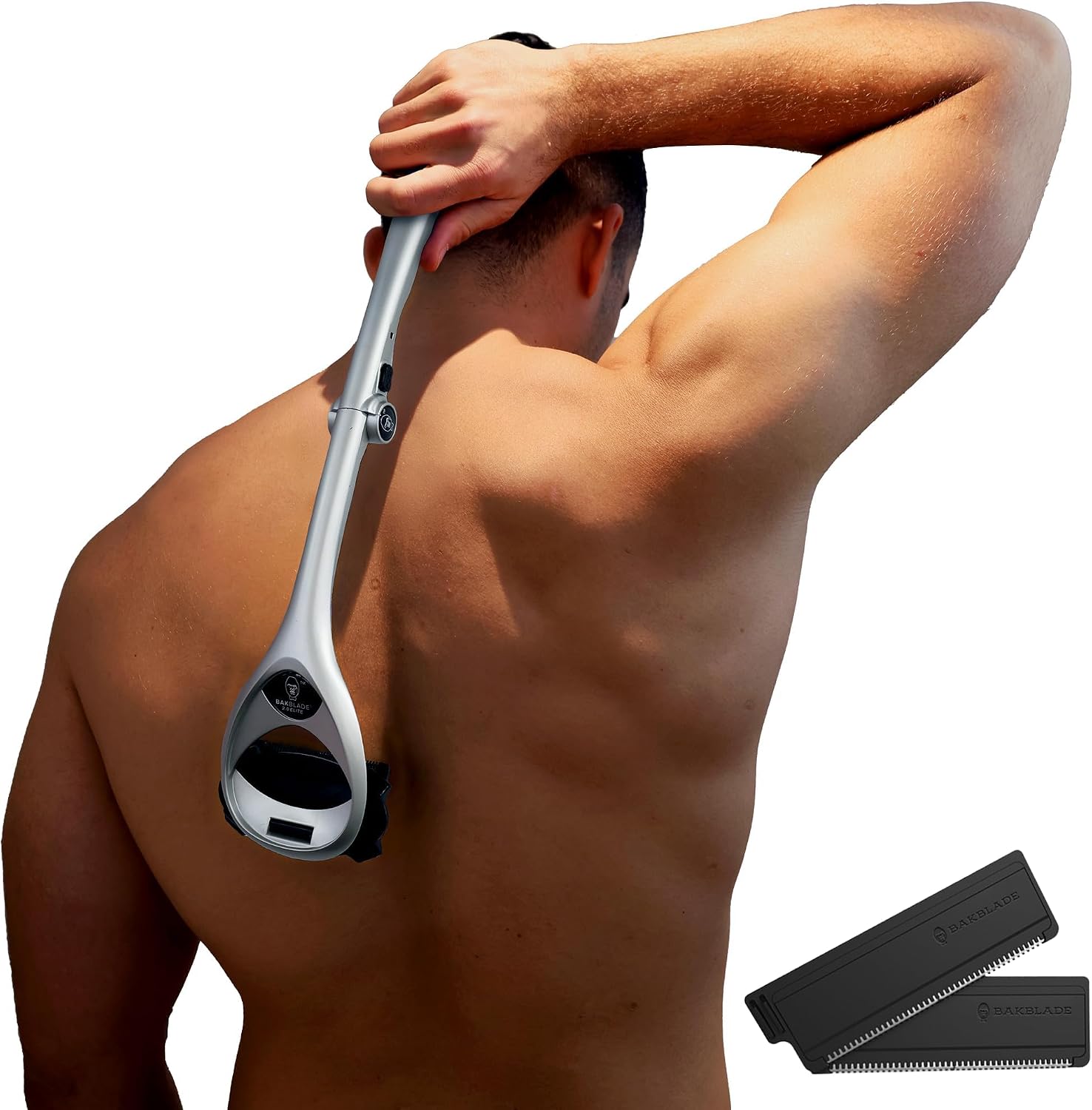Detalle de Bakblade SilverBak Rasoi da uomo 2.0 per schiena e corpo, rasoio manuale per rasatura a secco o bagnato