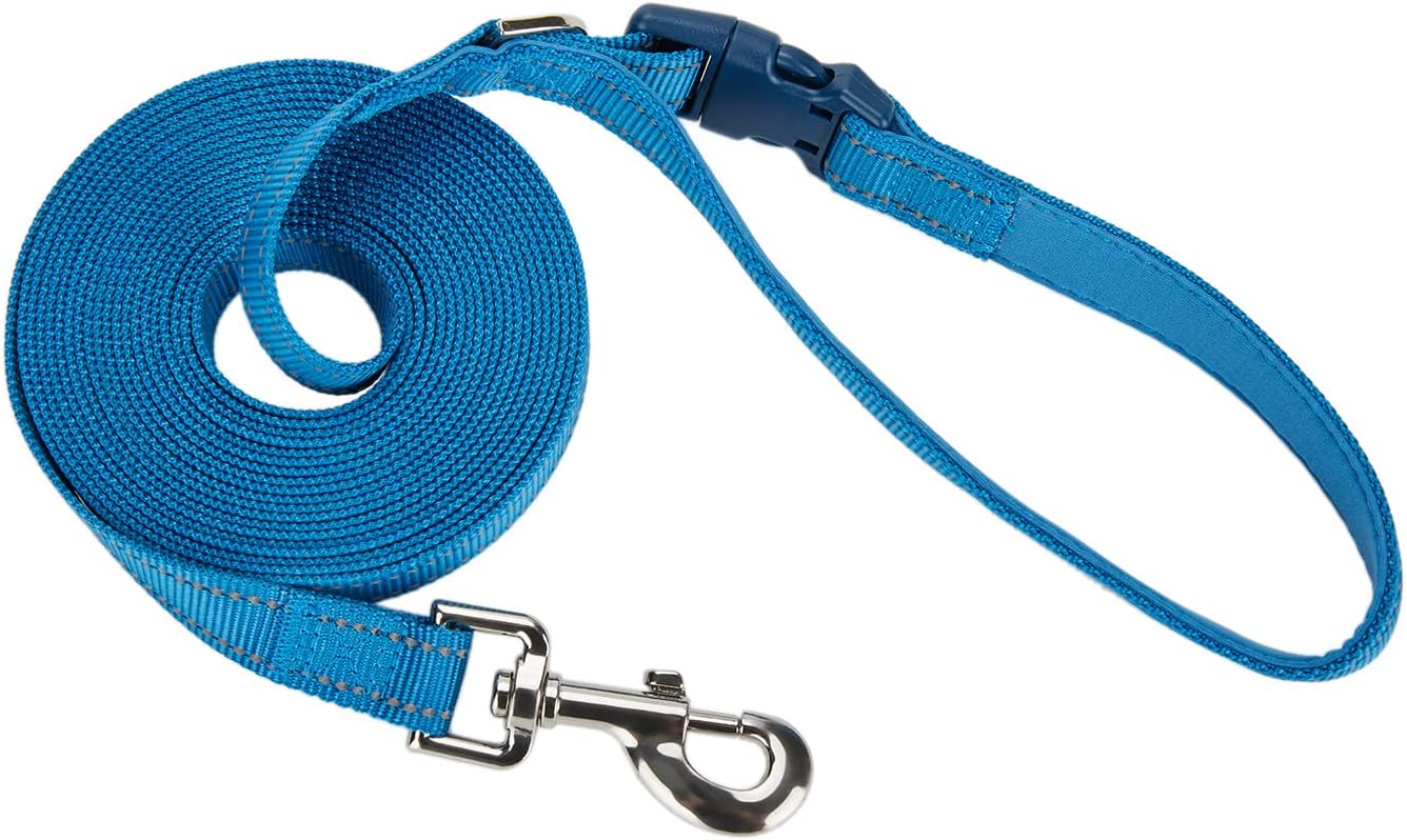 Petiry Long Dog Training Lead 5m with Reflective Nylon, Padded Handle and 360° Clasp