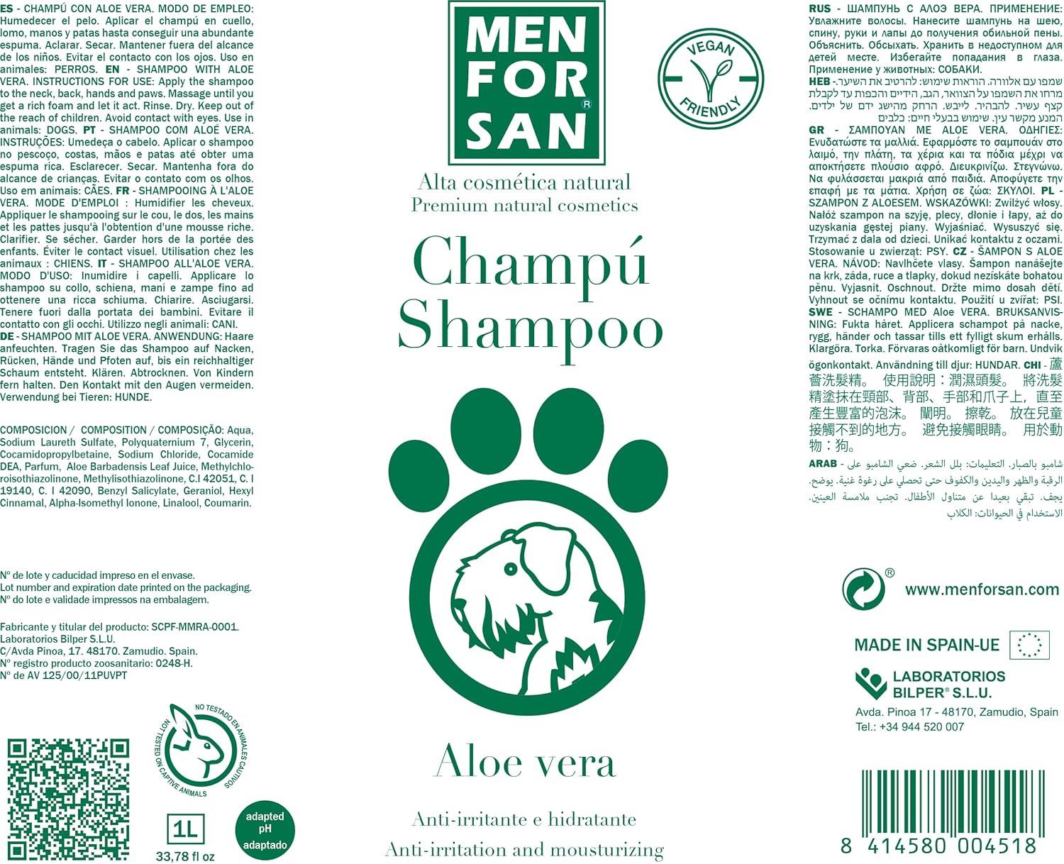 Detalle 2 de Menforsan Aloe Vera Hundeshampoo – 1000 ml