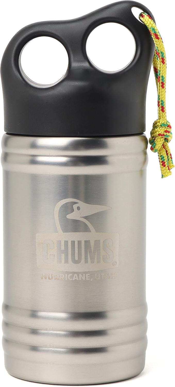 Detalle de CHUMS Camper Wave Bottle 300ml ステンレスボトル、直径約7cmでドリンクホルダー対応