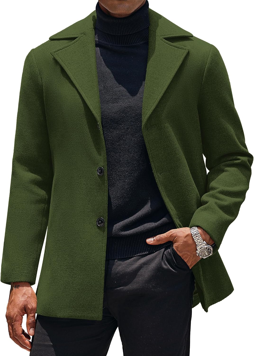 Thumbnail 6 de COOFANDY Mens Trench Coat Notched Collar Overcoat