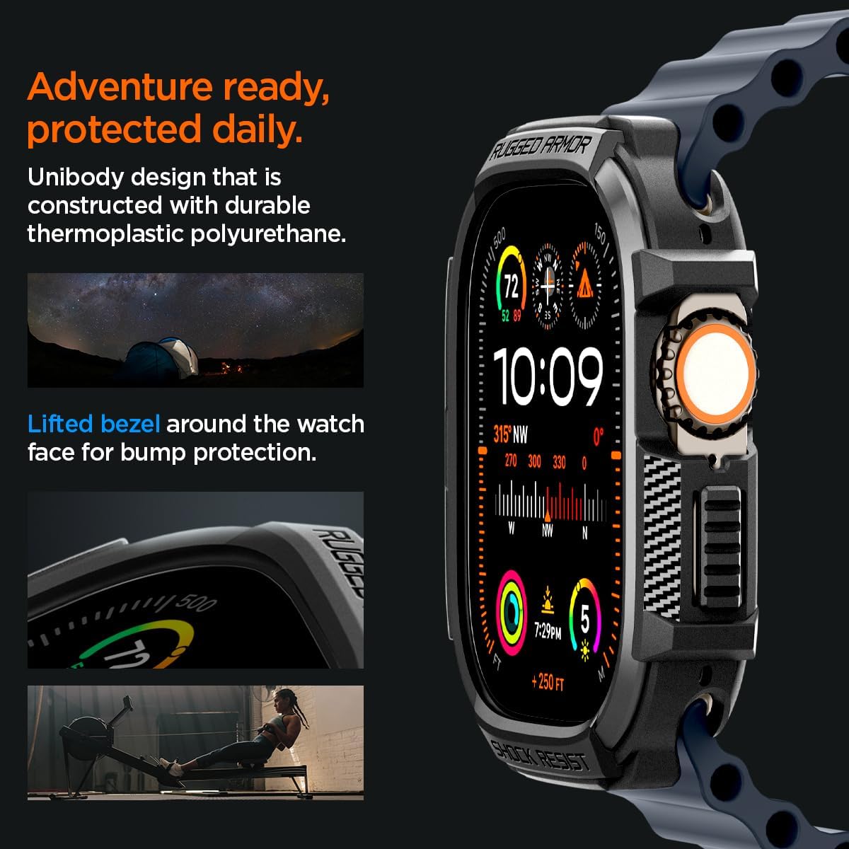 Thumbnail 4 de Spigen Rugged Armor per Apple Watch Ultra 3/Ultra 2/Ultra 1 49 mm (2025) – Cover protettiva in TPU, nero