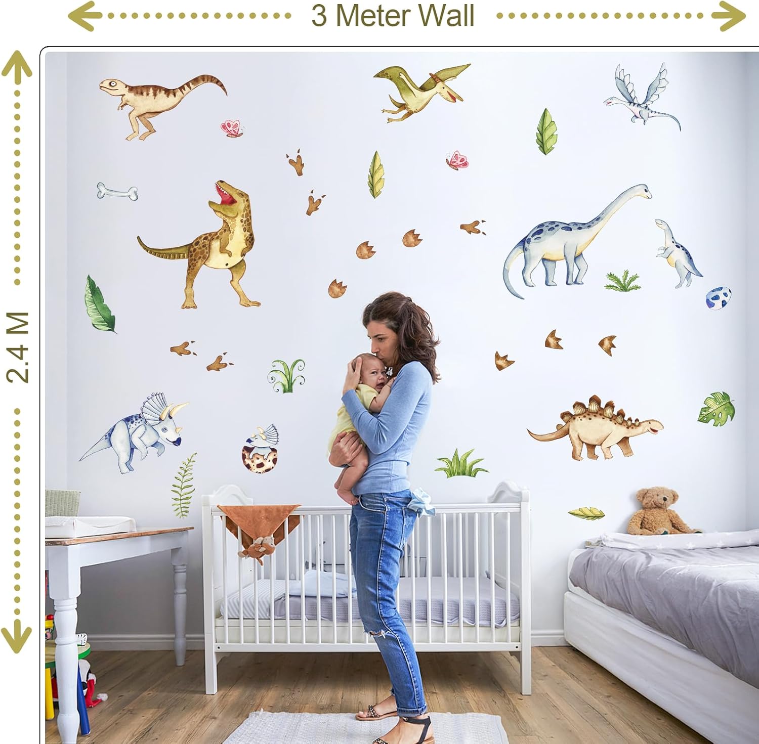 Thumbnail 5 de Watercolor Dinosaur Wall Stickers (Large) – Peel and stick dino wall decals for nurseries and playrooms