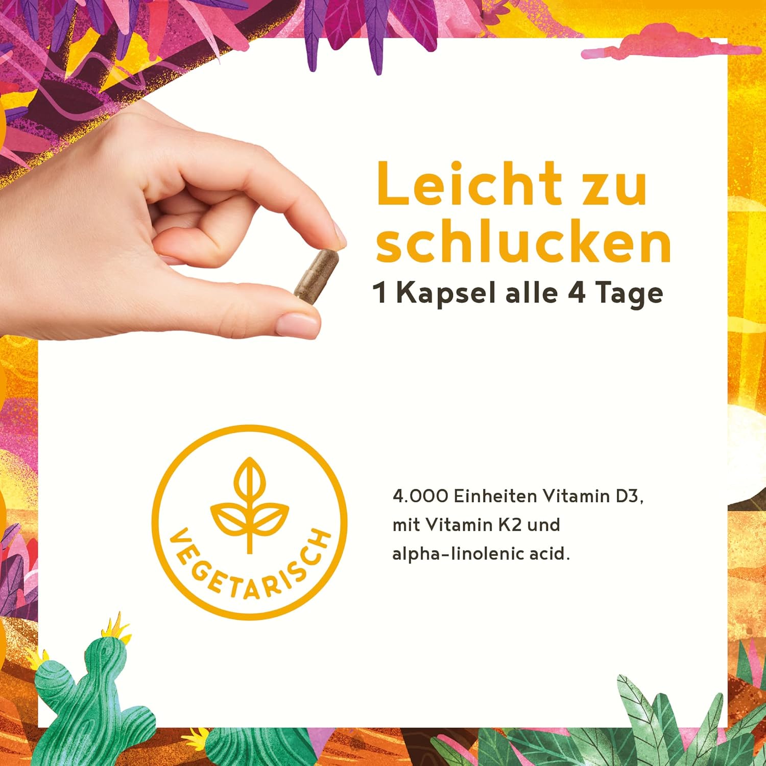 Thumbnail 4 de Alpha Foods Vitamin D3 + K2 hochdosiert (4.000 IE) mit vitaMK-7 & pflanzlichem Omega-3 – 160 Kapseln