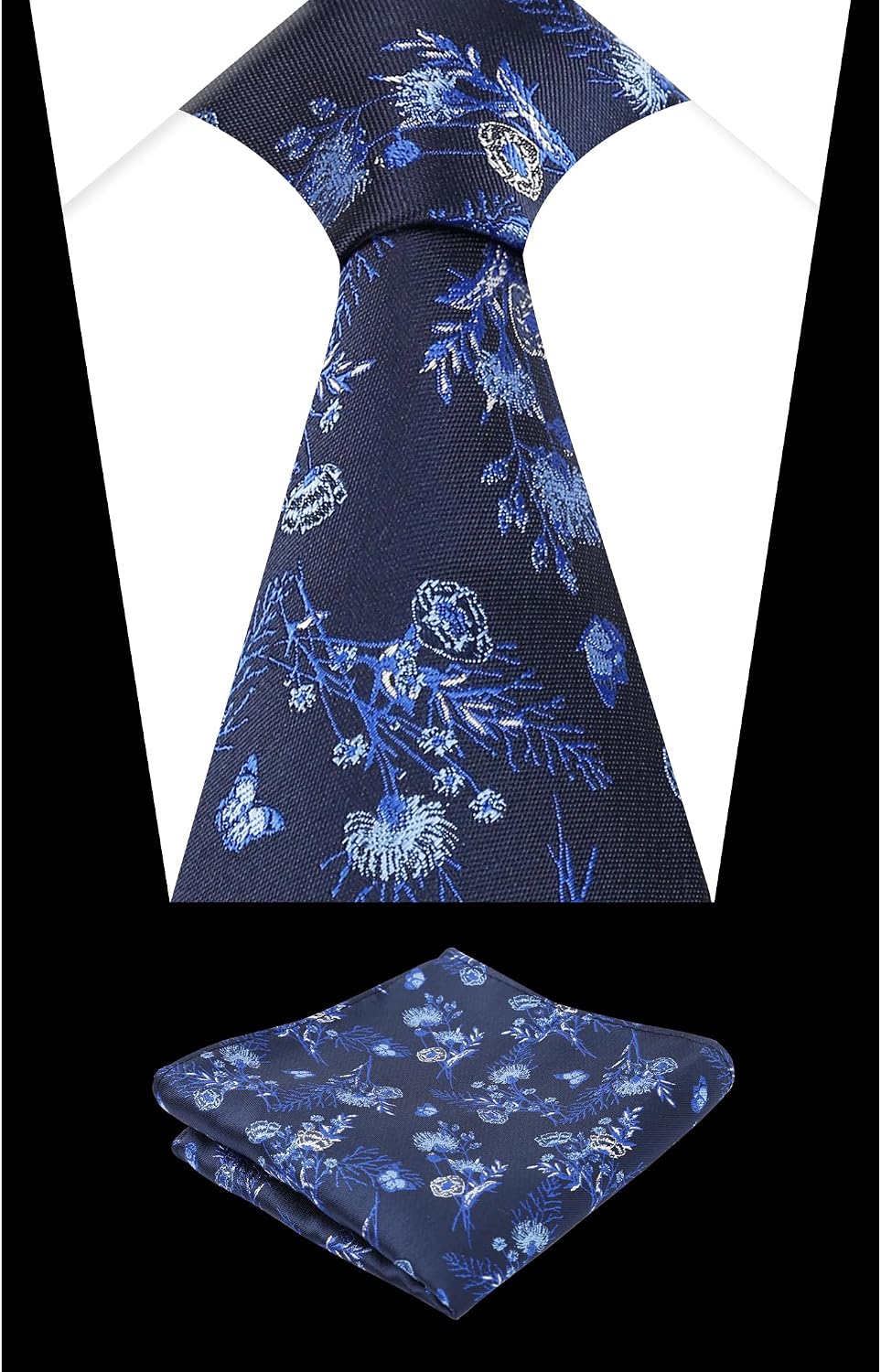 Thumbnail 3 de Alizeal Floral Patterned Necktie with Pocket Square Set – 1 Tie + 1 Pocket Square