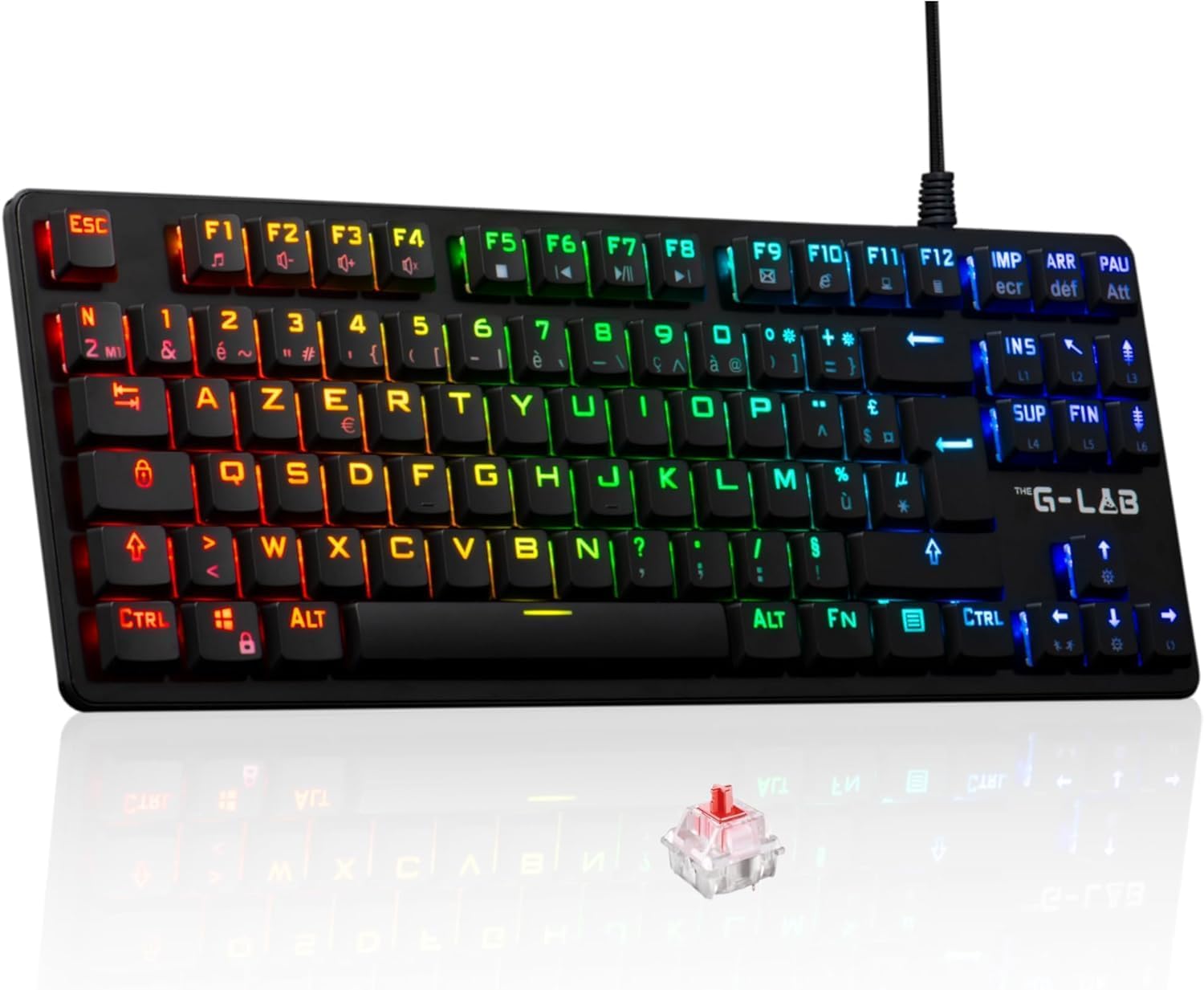 Detalle de THE G-LAB KEYZ-PLATI-TKL – klawiatura mechaniczna AZERTY TKL, Red Outemu, RGB