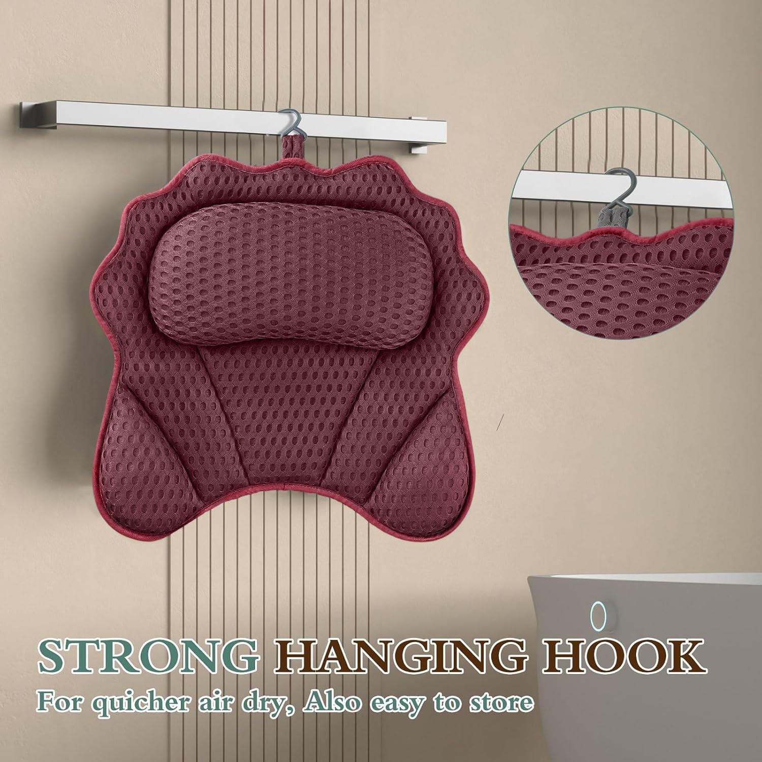 Thumbnail 4 de Bath Pillow RUVINCE Ergonomic Luxury Bathtub Pillow with Head, Neck, Shoulder and Back Support