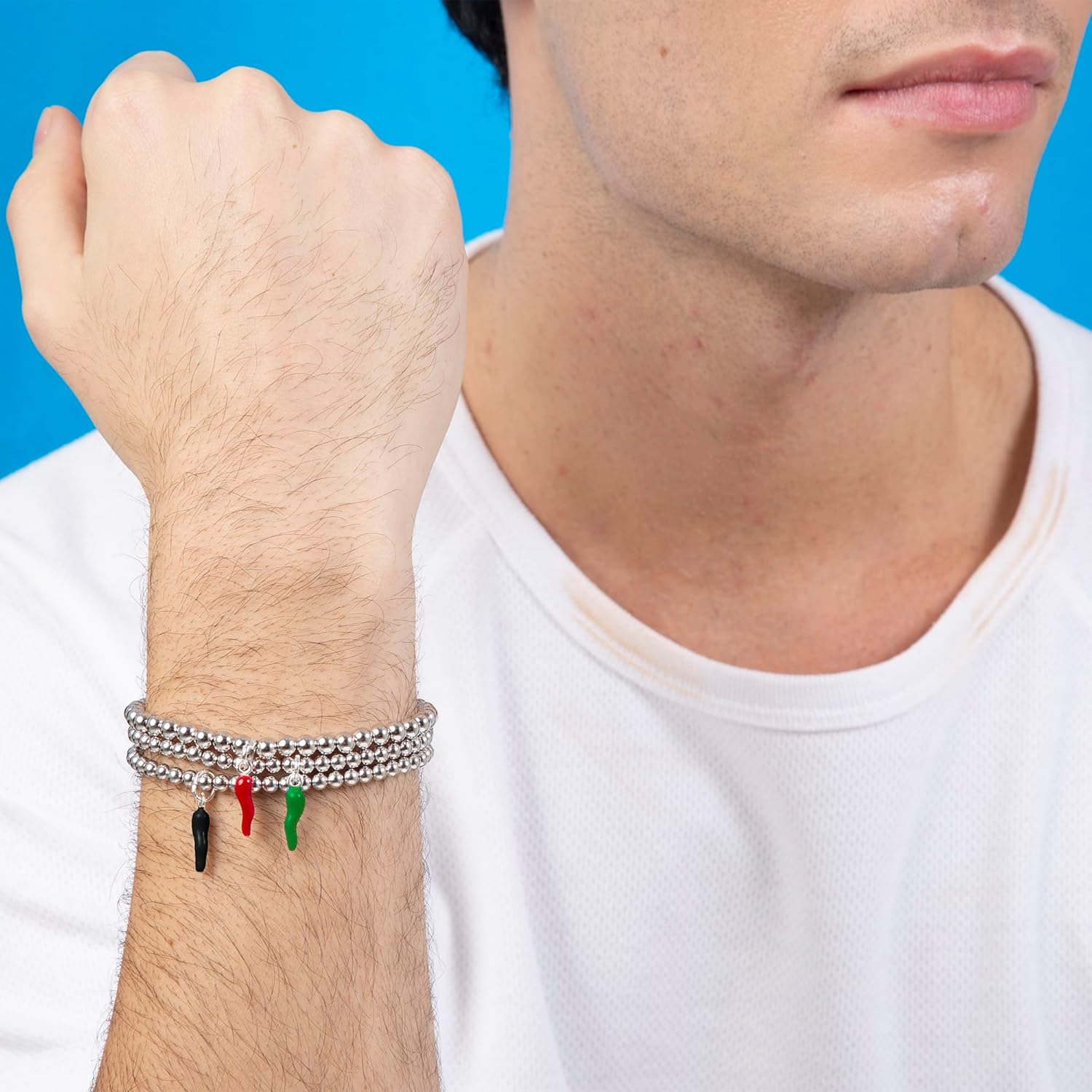 Detalle de inSCINTILLE Corni Bracciale Donna in Acciaio Inossidabile con Corno Portafortuna – Regalo Portafortuna