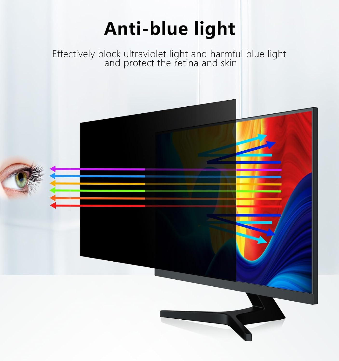 Detalle de PYS 23.8 Inch Privacy Screen for 24-inch Monitors (16:9) – Anti-Glare, Anti-Blue Light, Removable