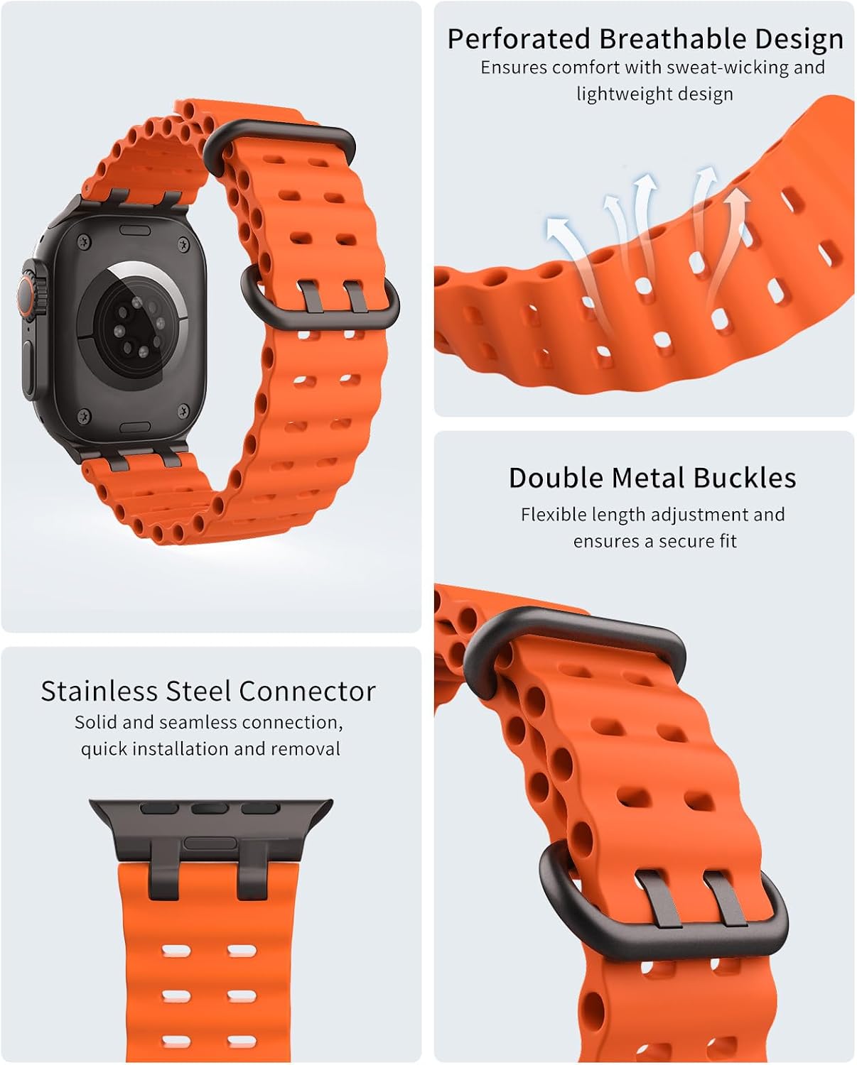 Detalle de TiMOVO Ocean Strap silicone watch band for Apple Watch Ultra 3/2/1 49mm