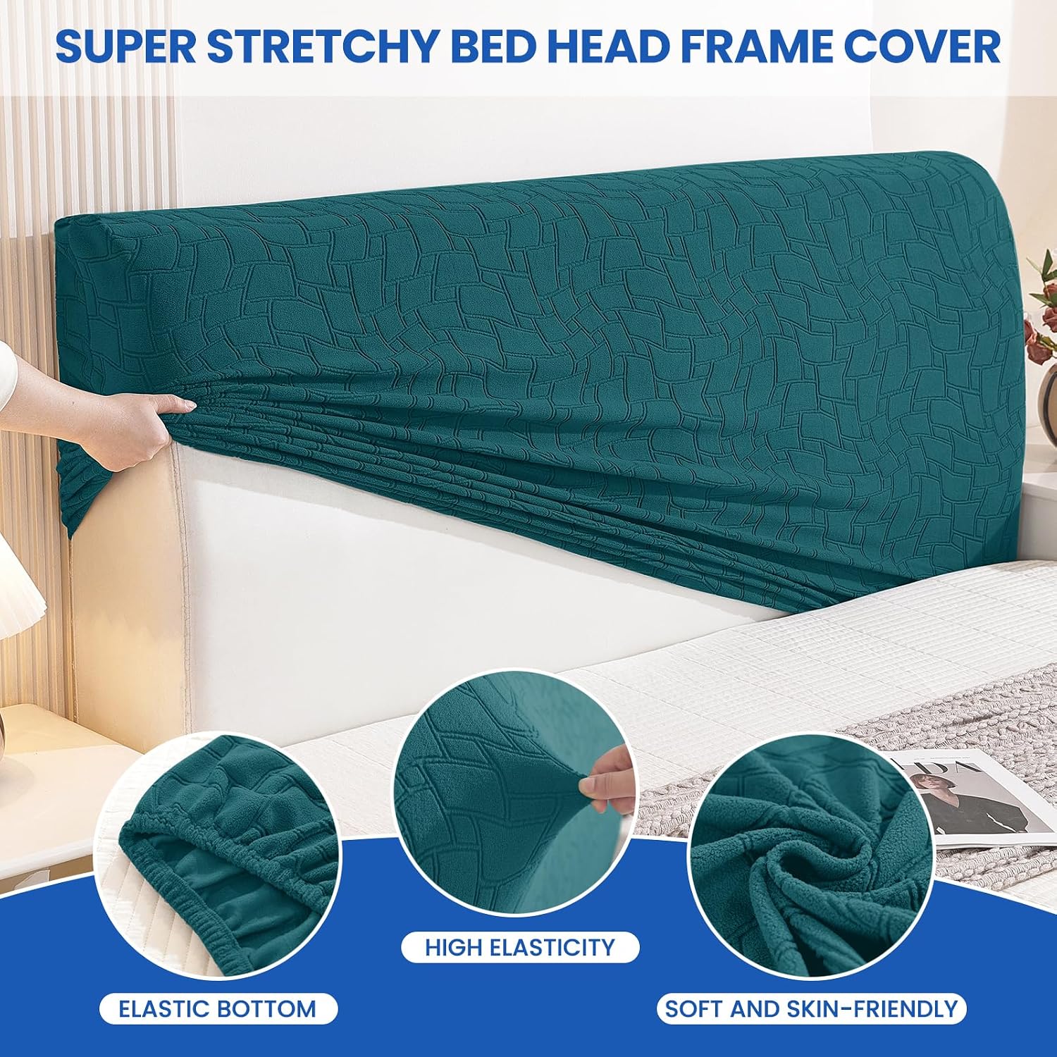 Detalle de Ystyle Copri testiera letto per materasso matrimoniale/singolo elasticizzato da 180 cm, verde scuro