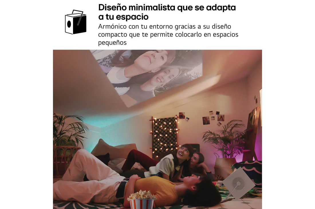 Detalle de LG CineBeam Q PU600U: proyector láser 4K UHD hasta 120" con calibración automática y webOS