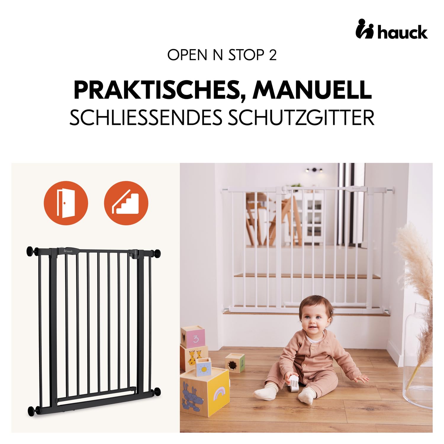 Detalle 2 de hauck Open N Stop 2 Treppenschutzgitter 96–101 cm 🚪
