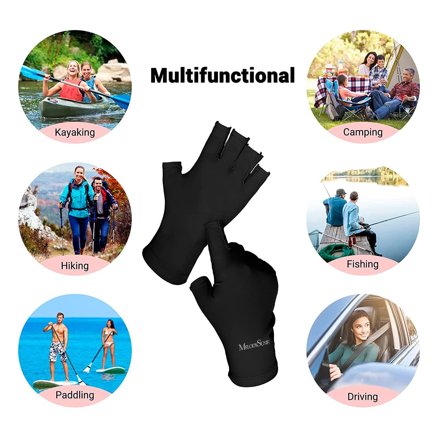 Detalle 2 de MelodySusie UV Gloves UPF50+ Fingerless for Manicures