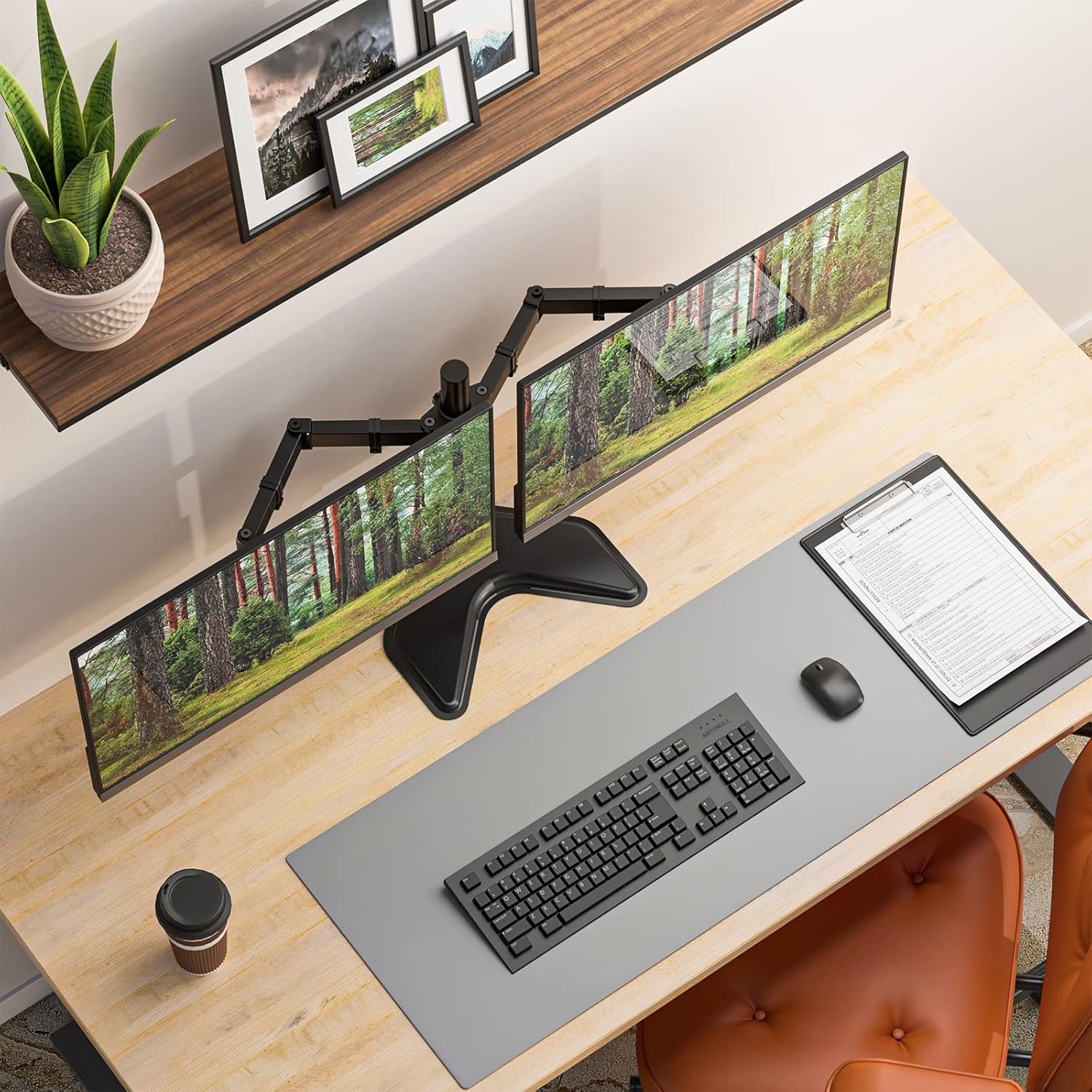 Detalle 1 de WALI MF002 Dual Monitor Stand 27in