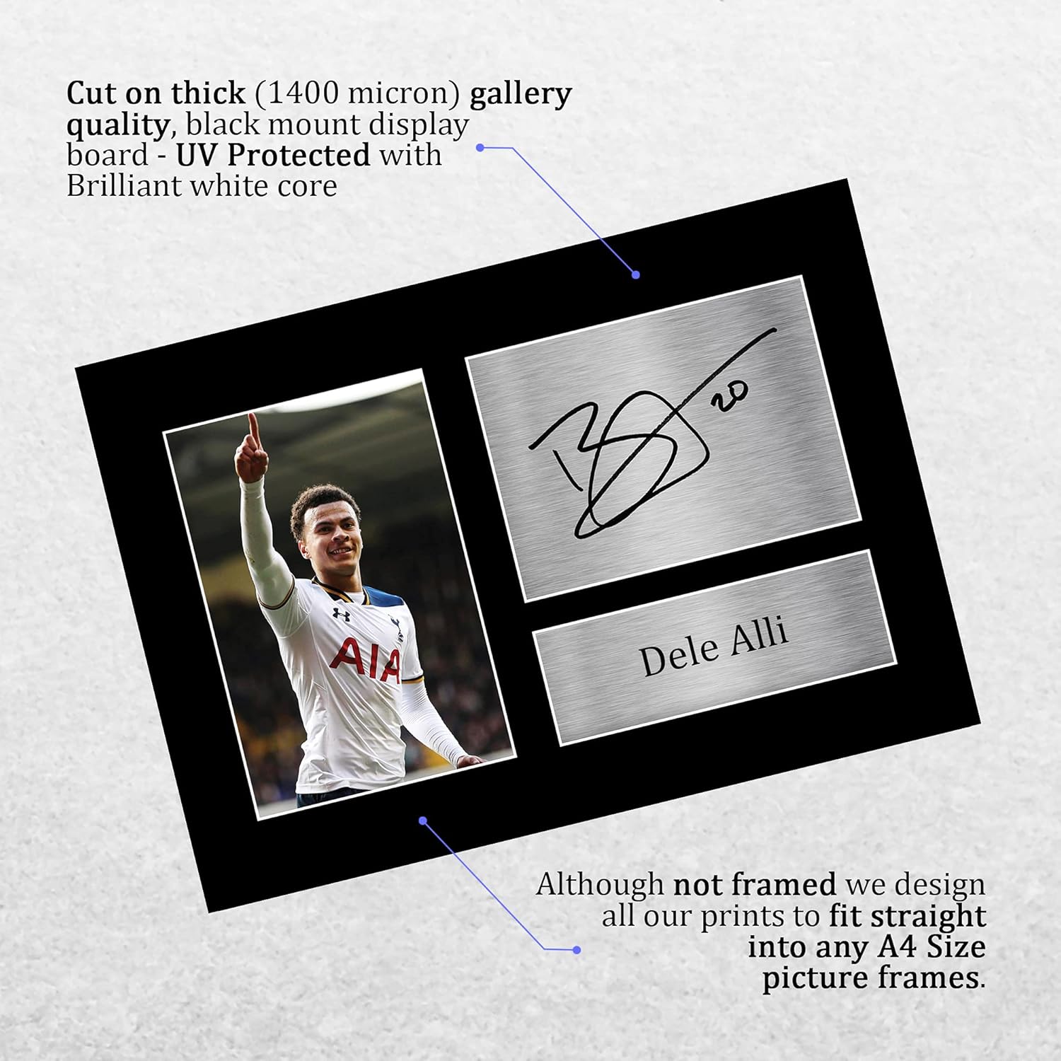 Thumbnail 2 de HWC Trading Dele Alli Signed A4 Printed Autograph Tottenham Hotspur Display Photo (Unframed) – Gift Idea