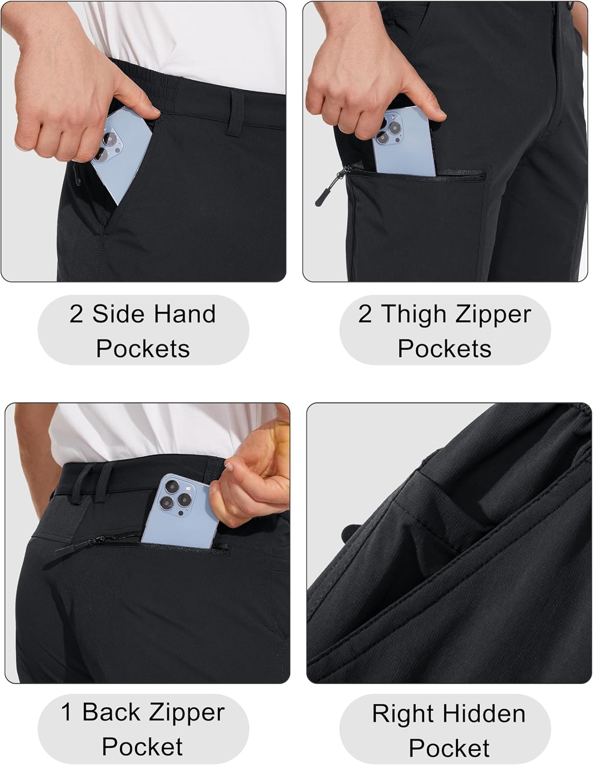 Detalle de MAGCOMSEN Men's Hiking Pants, 6-Pocket Water-Resistant Ripstop, Quick-Dry
