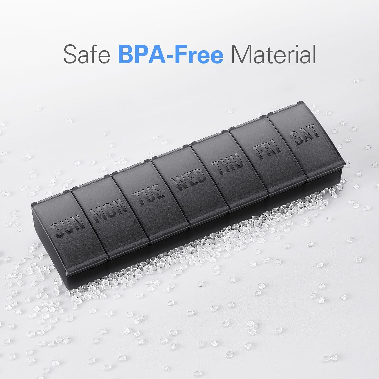 Detalle de Barhon Large Weekly Pill Organizer, 7-Day Gray Case for Vitamins and Fish Oil