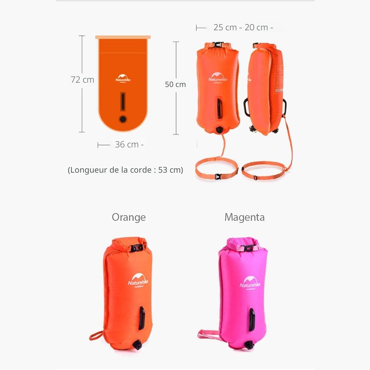 Thumbnail 1 de Naturehike 18L Bouée Flottante à Deux Airbags, Sac Étanche et Ceinture Réglable