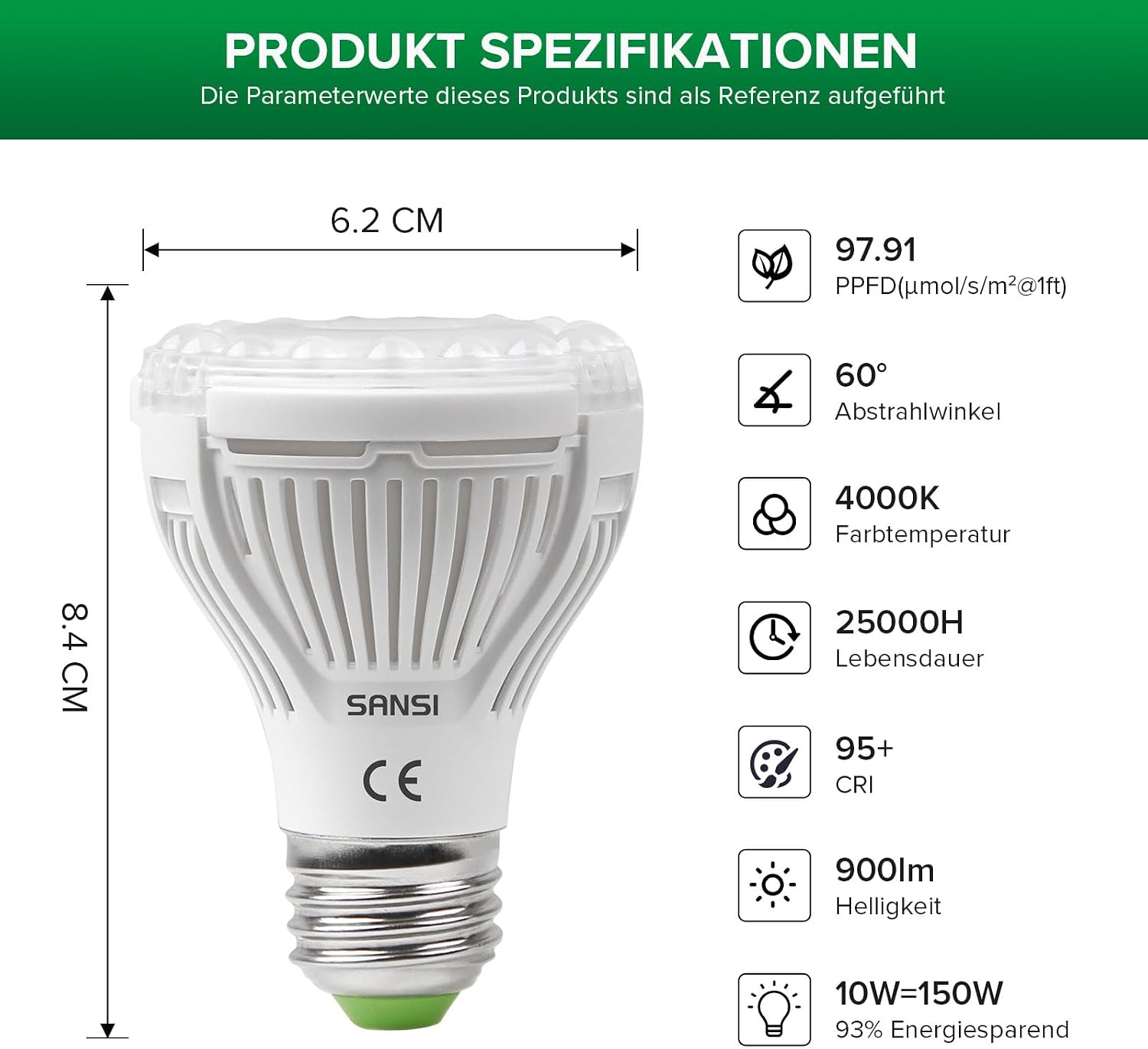 Thumbnail 6 de SANSI Vollspektrum Pflanzenlampe 10 W E27