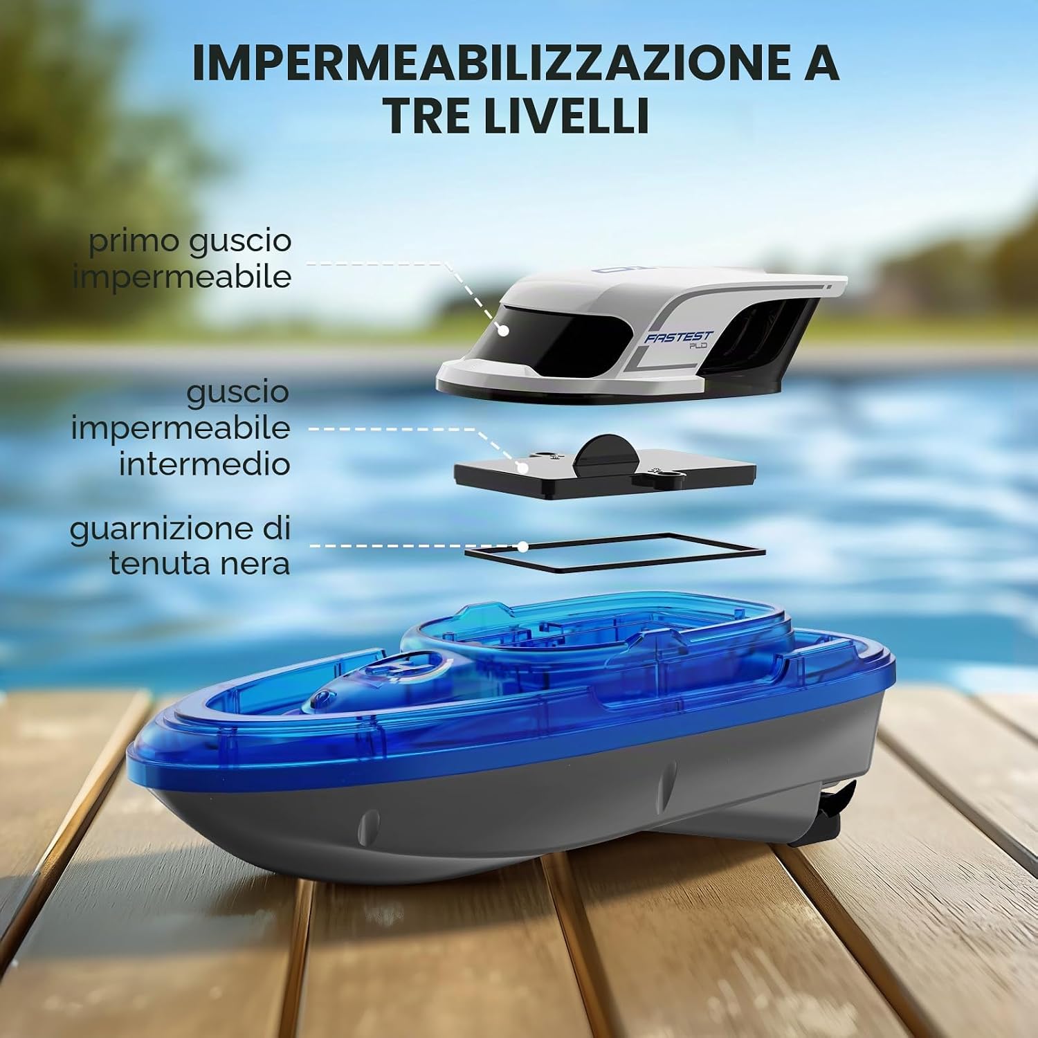 Detalle 2 de SYMA Set di 2 barche telecomandate per bambini – Barche RC da corsa con LED e spray acqua (Q16)