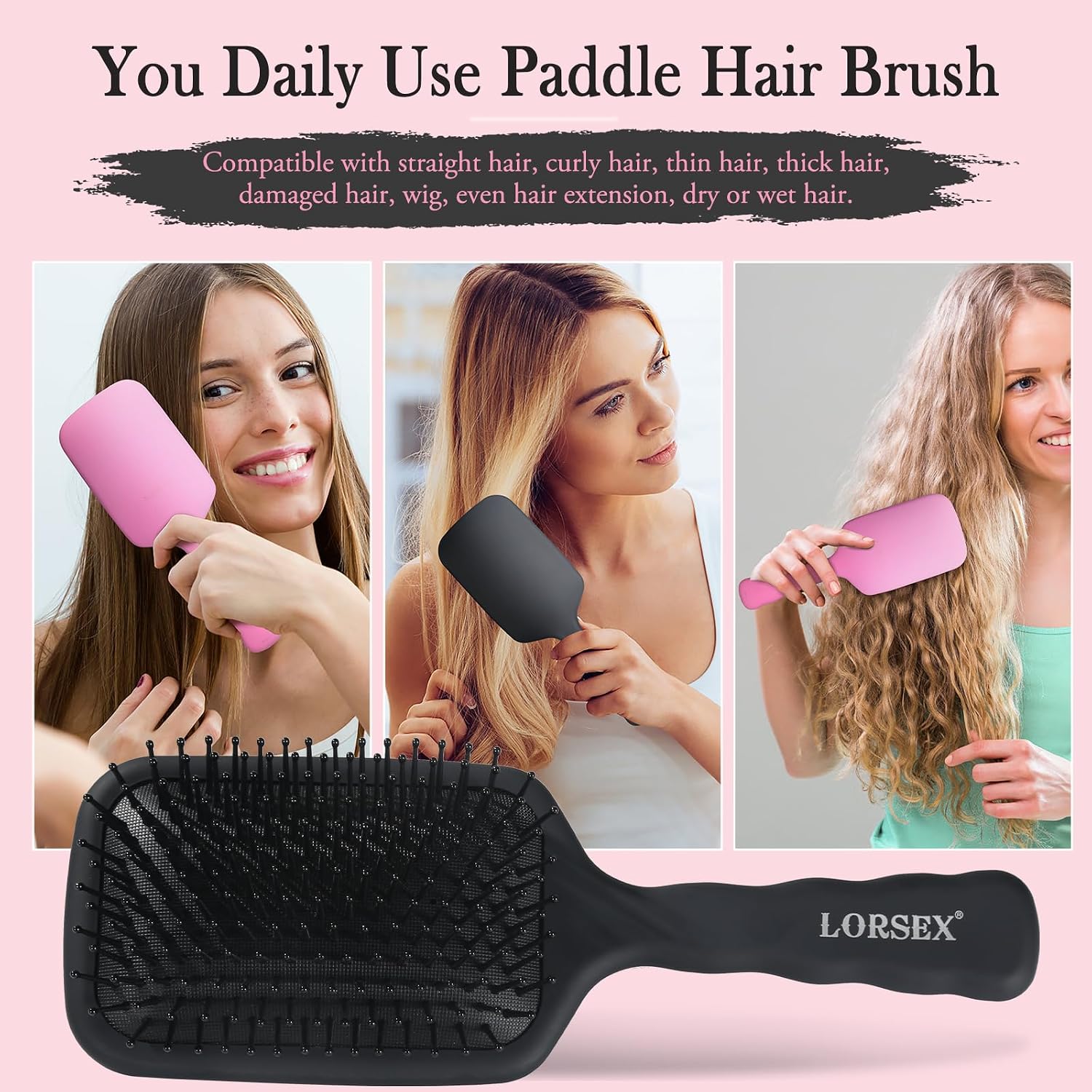 Thumbnail 5 de LORSEX 2 Stück Paddel Haarbürste für nasses Haar