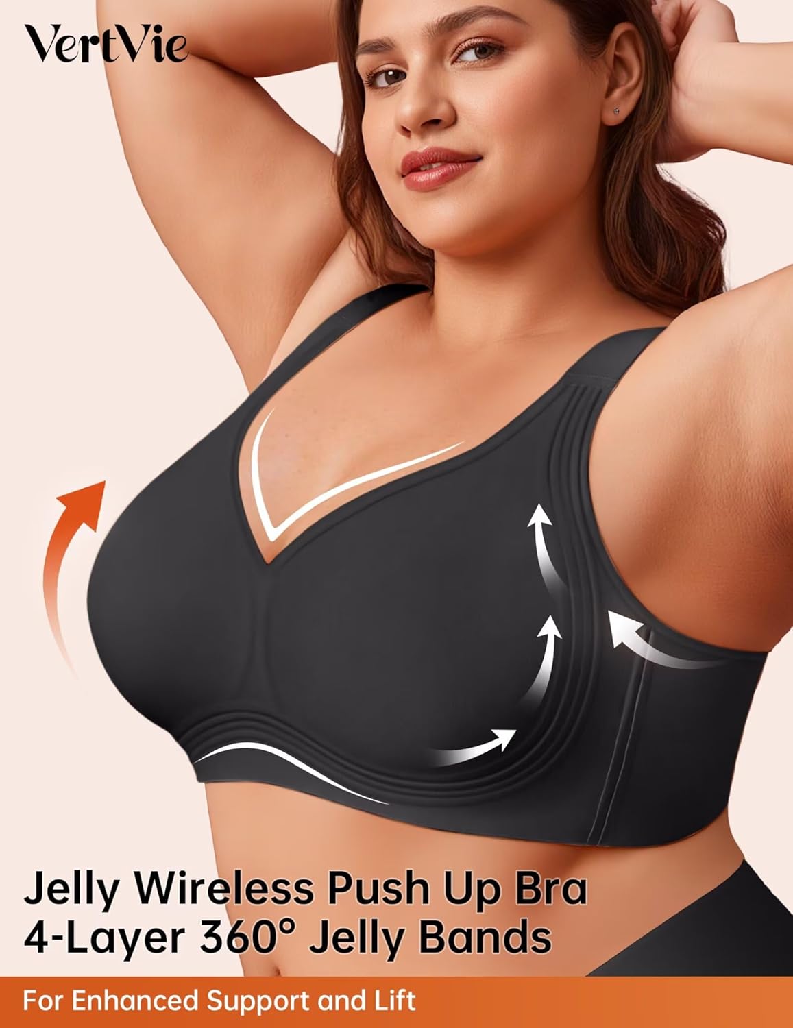 Detalle 2 de Vertvie Wirefree Gel Bra for Women (Plus Size) — Full Support, Back Coverage