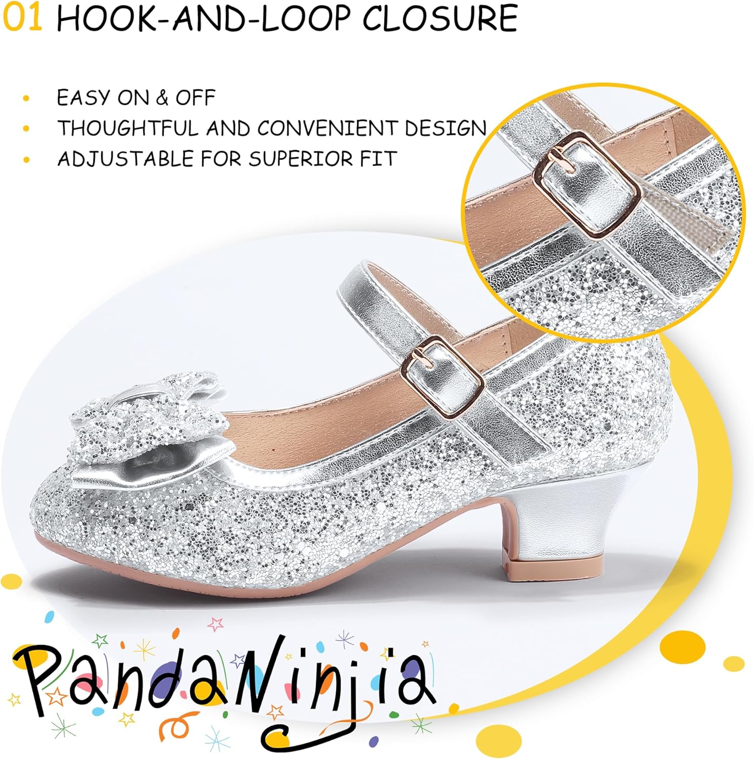 Thumbnail 3 de PANDANINJIA Girls Toddler/Jada Dress Mary Jane Pumps with Bow — Low Heel Party Shoes
