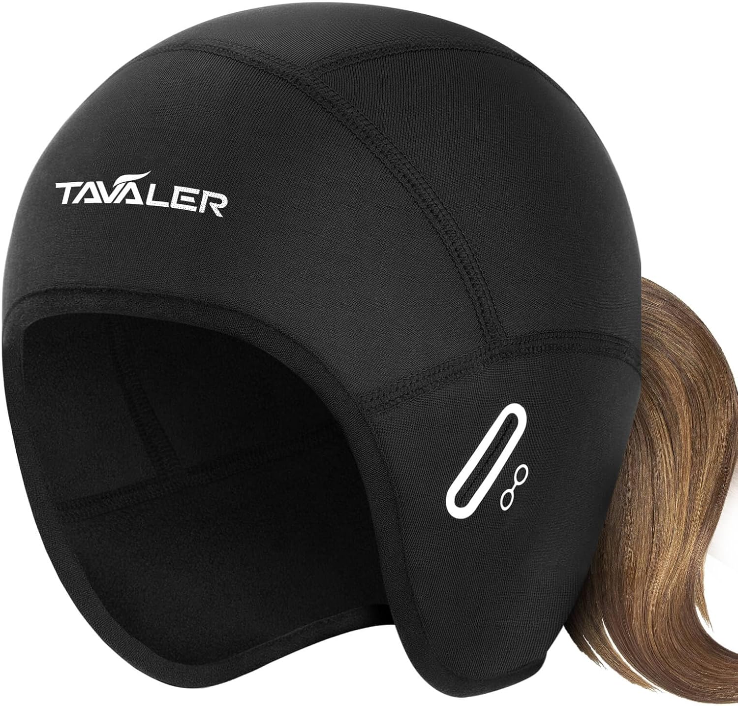 Detalle 2 de Tavaler Winter-Fahrradmütze mit Helmmütze-Fit – winddicht, gefüttert und mit Brillenlöchern