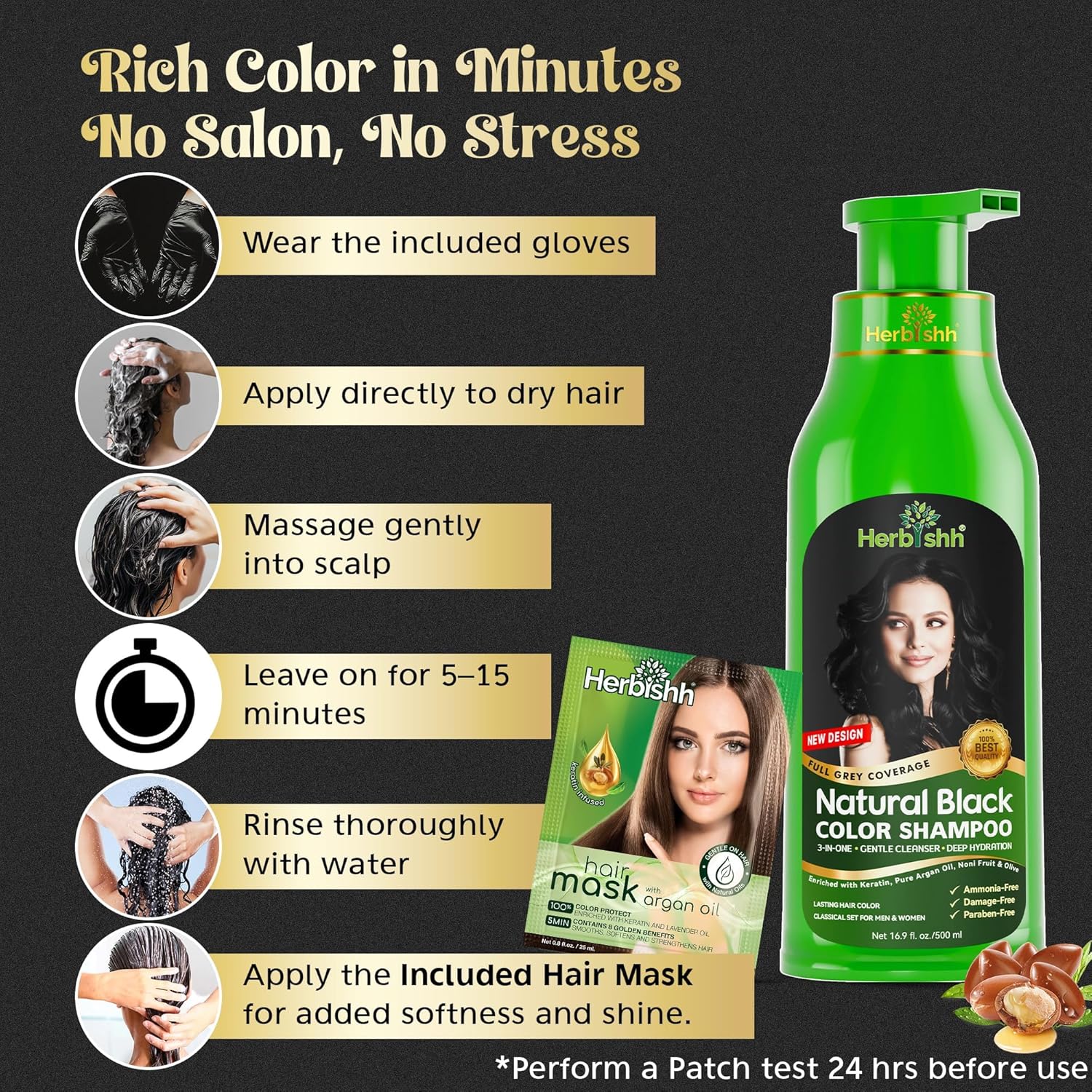 Thumbnail 4 de Herbishh Hair Color Shampoo 500ml — Black
