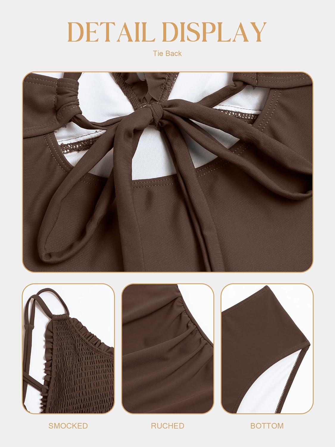 Thumbnail 6 de ZAFUL Women's Tankini Swimsuits Smocked 2-Piece Bathing Suit with Tie-Back