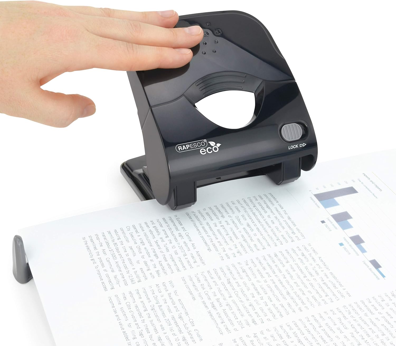 Detalle de Rapesco 1525 ECO X5-40ps Less Effort 2 Hole Punch