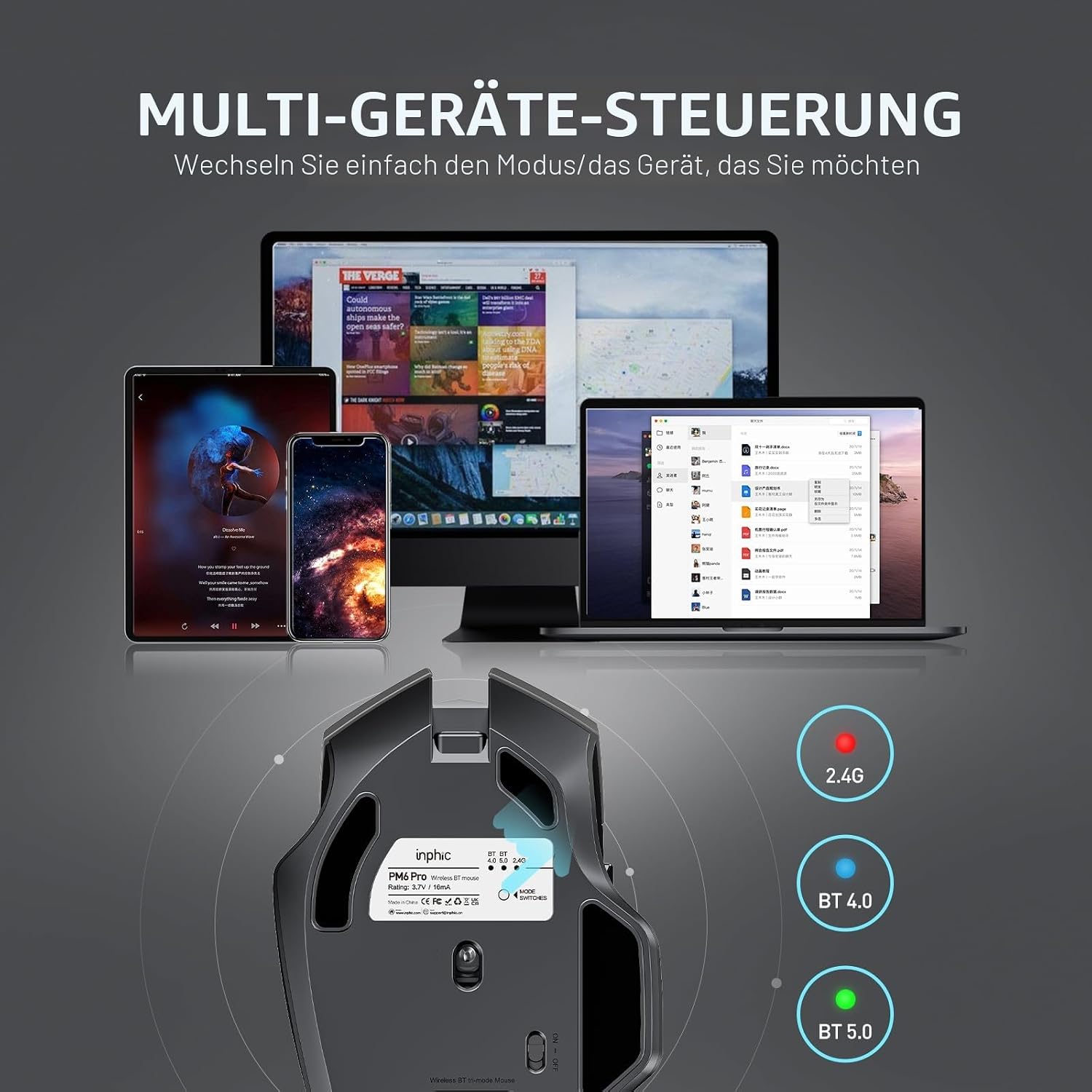 Thumbnail 4 de inphic Bluetooth Maus 700mAh đź–±
