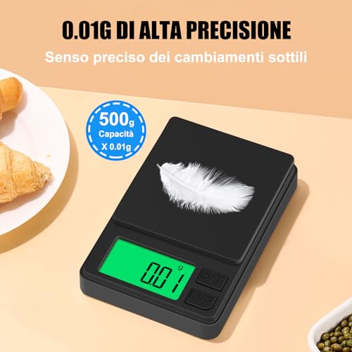 Thumbnail 5 de Diyife Bilancia di precisione 0.01 g – Mini bilancia da tasca con Display LCD e 7 unità
