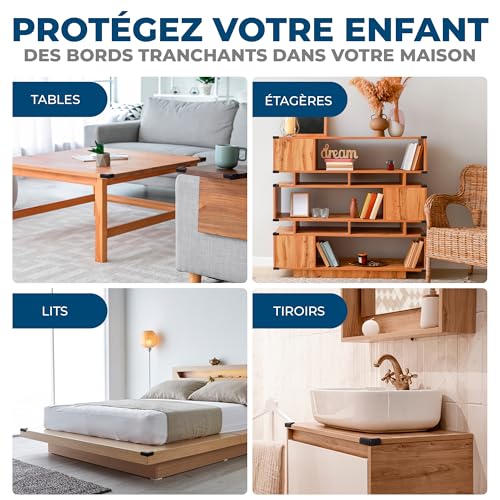Detalle 1 de Hoffenbach protections d’angle pour bébé, mousse NBR noire, lot de 12