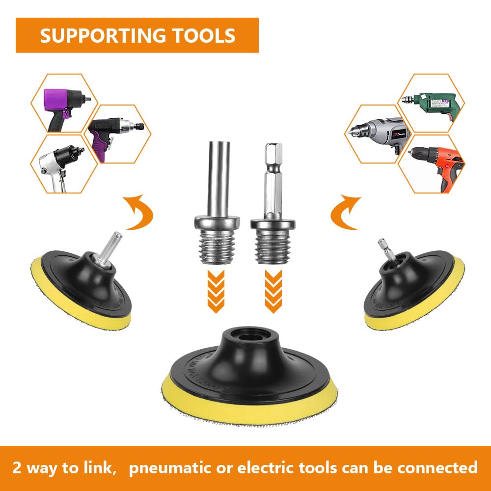 Detalle 2 de URAQT Car Polishing Pads for Drill (8 Pack) with M10 Adapter and Hex Shank Bit