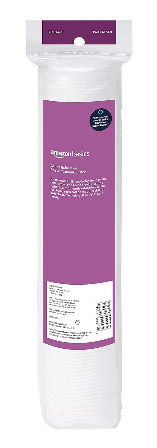 Thumbnail 2 de Amazon Basics Exfoliating Cotton Rounds, 600 Count (6 Packs of 100)