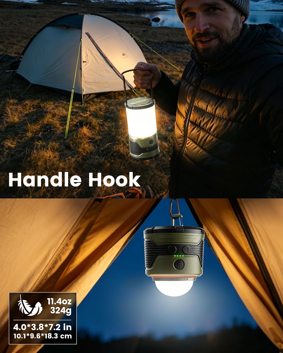 Detalle de Glocusent Rechargeable Camping Light with 1200LM and 5000mAh Battery