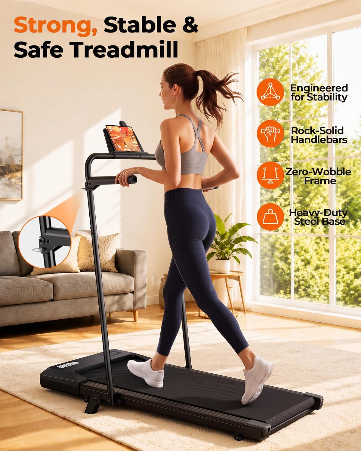 Thumbnail 2 de Superun BA10-Handle Walking Pad Treadmill, 6% Incline, Foldable Handrails
