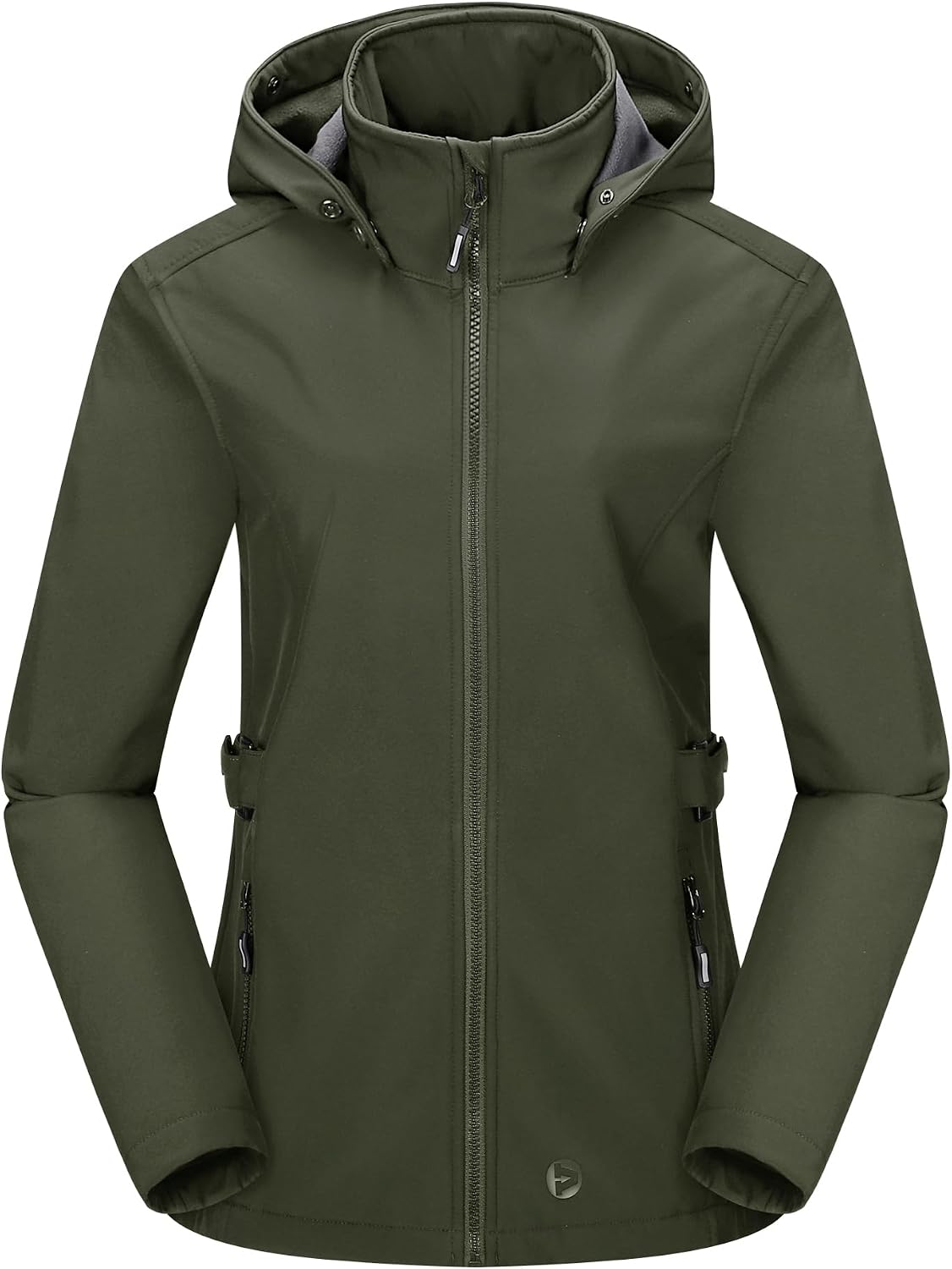 Detalle de Outdoor Ventures Damen Softshelljacke – kurze, gefütterte Regen- und Übergangsjacke mit abnehmbarer Kapuze