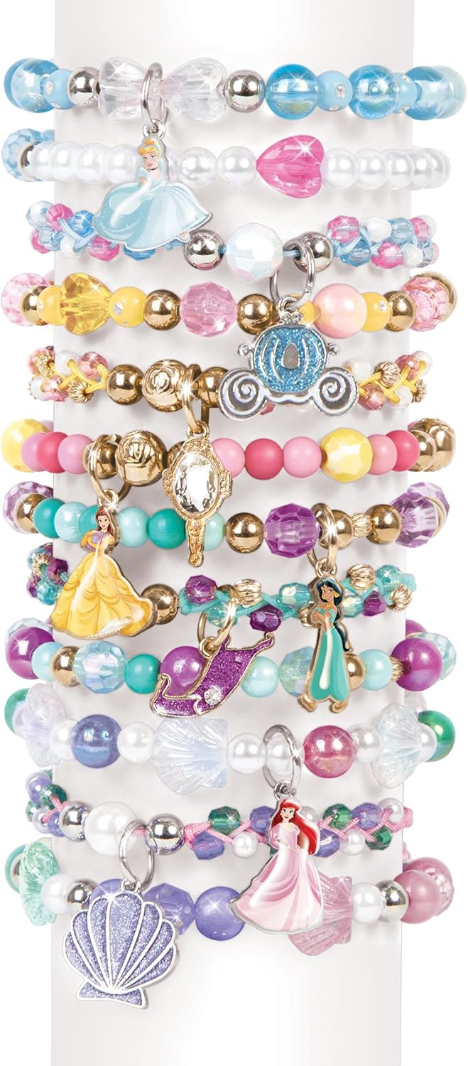 Detalle 2 de Make It Real 4227 Set 12 braccialetti fai da te con ciondoli Principesse Disney (332 pezzi) per bambine