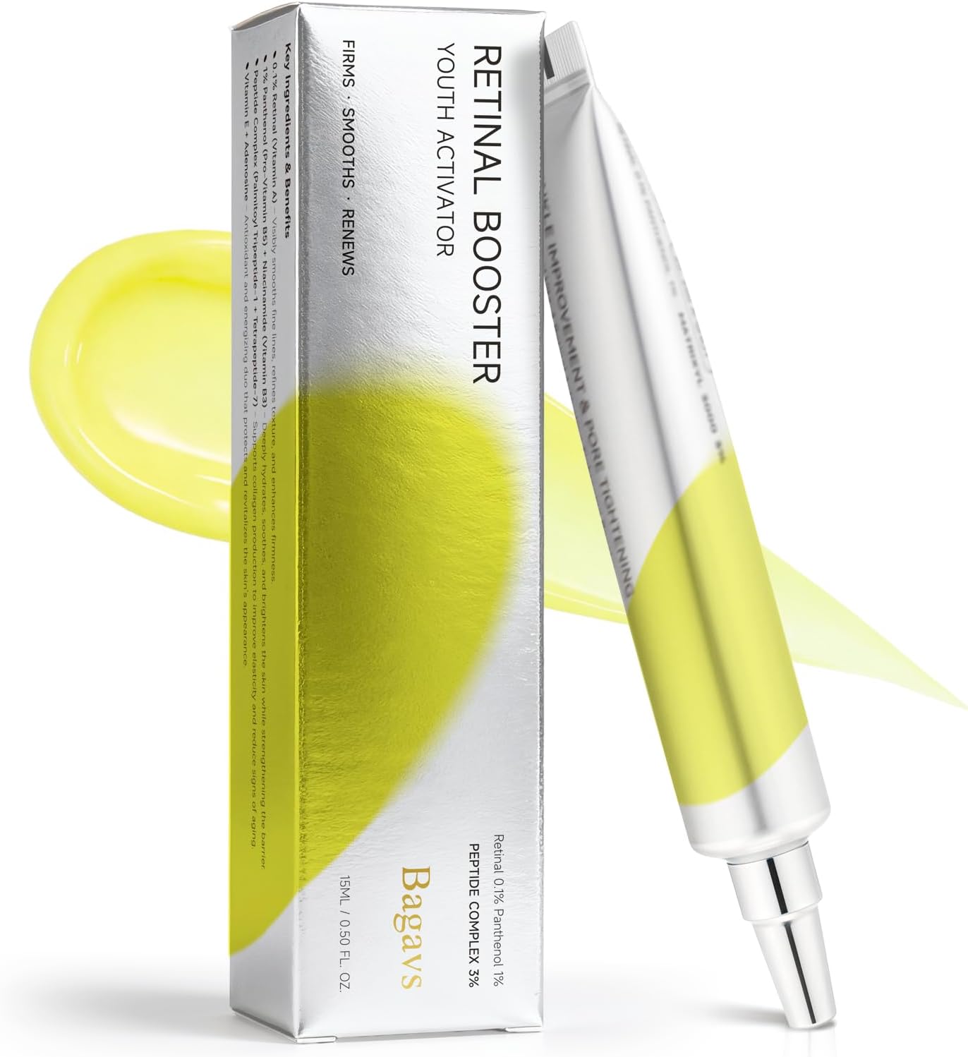 Sérum Visage au Rétinal 0,1% et Panthénol 1% - 15 ml | Booster anti-âge et réduction des pores