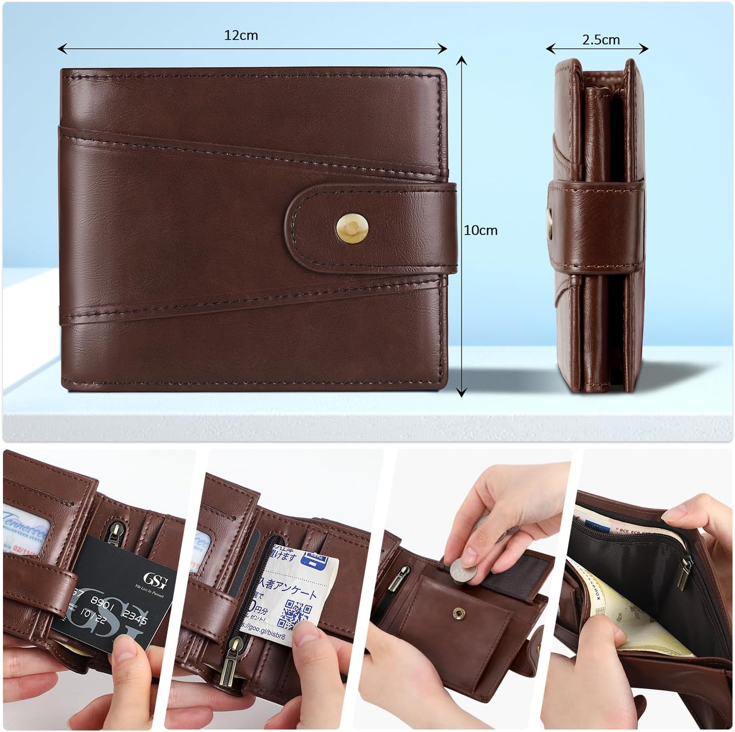 Detalle de GSG SINCE 1998 Men's Cowhide Leather Wallet with RFID Blocking
